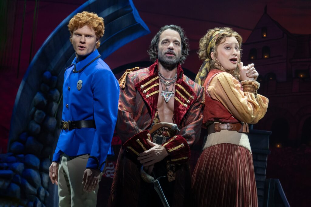 Nicholas Barasch, Ramin Karimloo, and Jinkx Monsoon in "Pirates! A Penzance Musical."