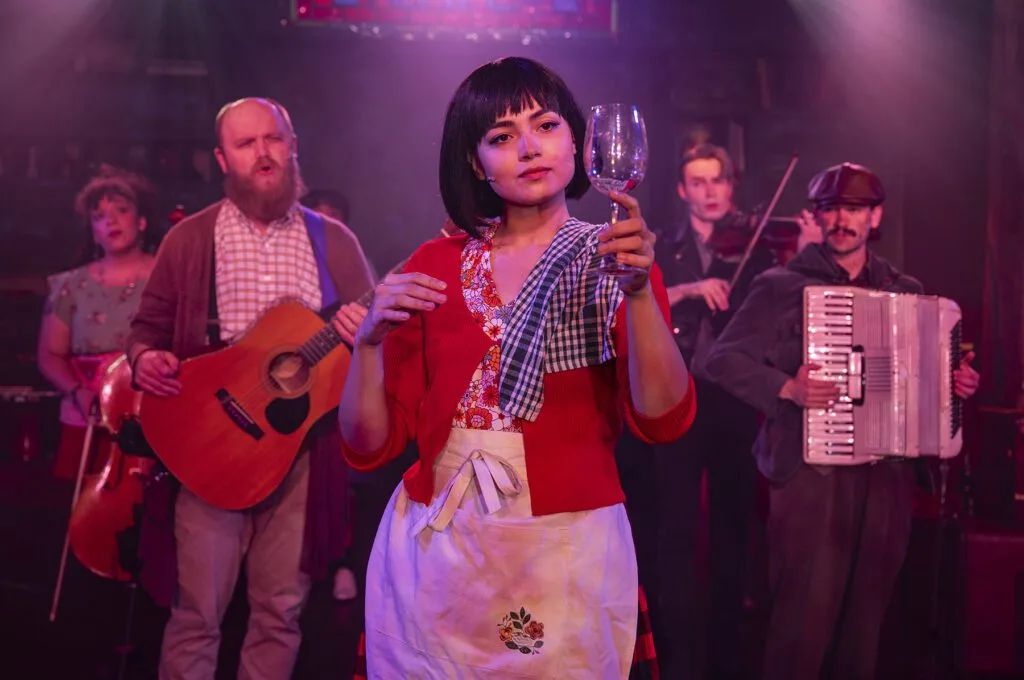 Sonia Goldberg, Jon Patrick Penick, Aurora Penepacker, Quinn Rigg and Lucas Burr in Kokandy Productions’ Chicago premiere of Amélie. Photo by Michael Brosilow.