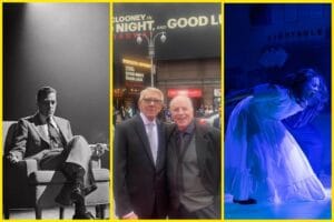 (l-r) George Clooney in "Good Night, and Good Luck," Jack W. Batman and Sidney J. Burgoyne, Sadie Sink in "John Proctor is the Villain."