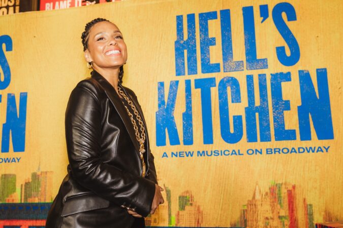 Alicia Keys at the 1-year anniversary of "Hell's Kitchen" on Broadway.