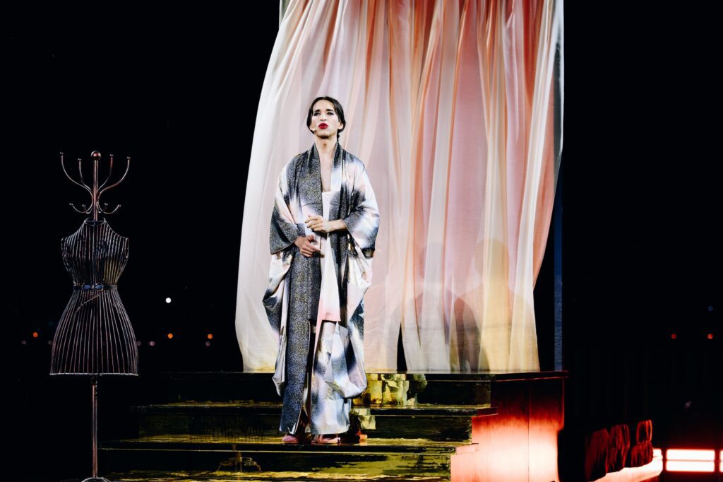 Anthony Roth Costanzo in "Galas" at Little Island. Photo by Nina Westervelt.