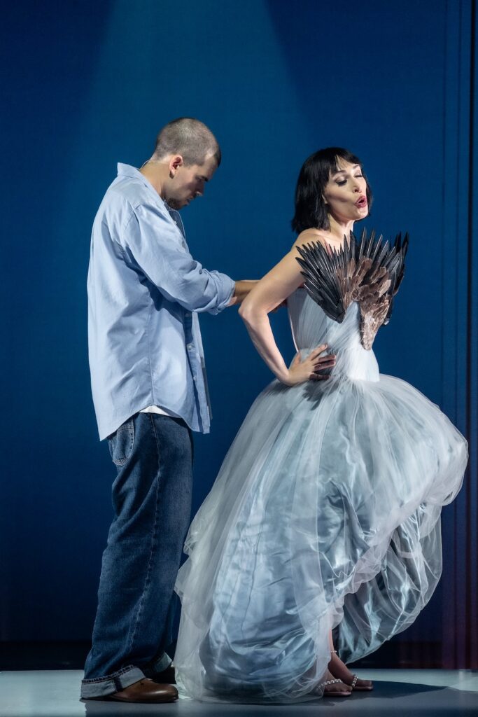 Luke Newton and Catherine LeFrere in "House of McQueen." Photo by Thomas Hodges.