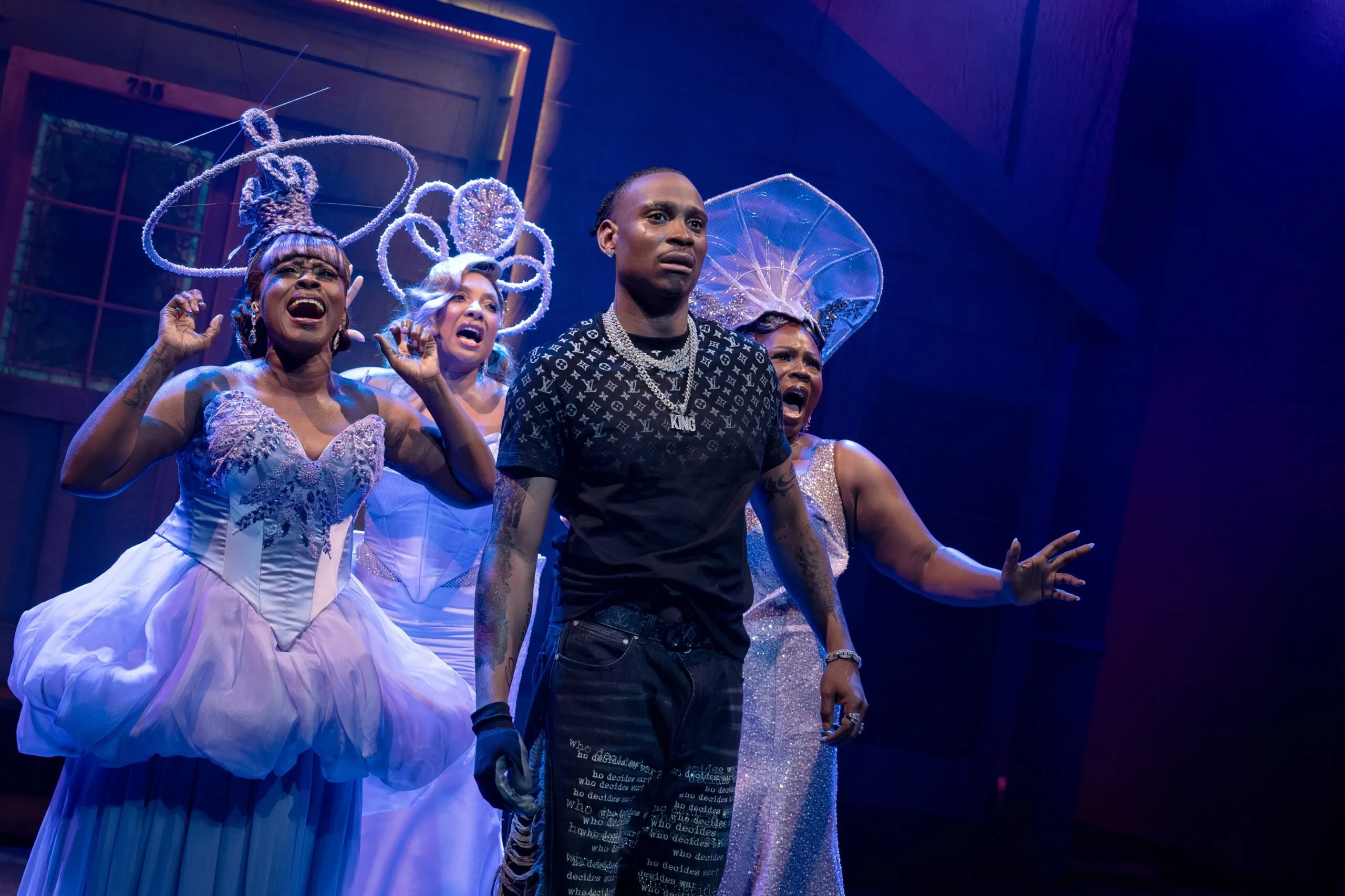 Latrice Pace, Sheléa Melody McDonald, Tiffany Mann, and Jordan E. Cooper (center) in "Oh Happy Day!"
