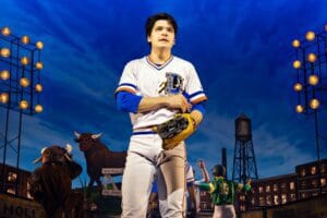 Will Savarese in "Bull Durham" at Paper Mill Playhouse.