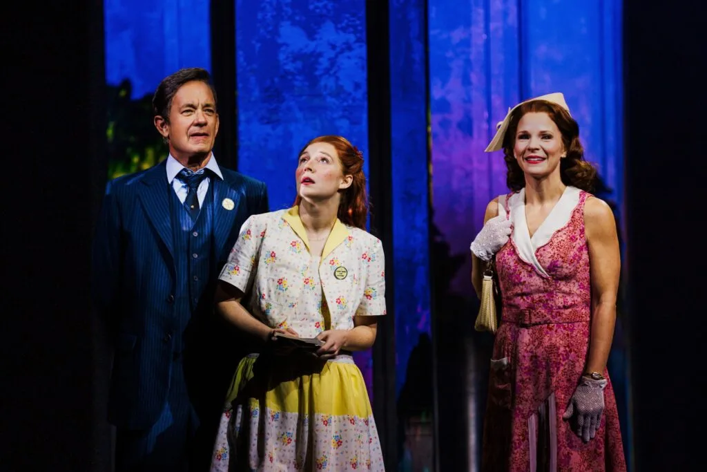 Tom Hanks, Kayli Carter, and Kelli O'Hara in "This World of Tomorrow."