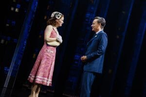 Kelli O'Hara and Tom Hanks in "This World of Tomorrow."