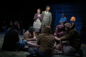 Ruthie Ann Miles, Shuler Hensley, and the company of "The Seat of Our Pants" at The Public Theater.