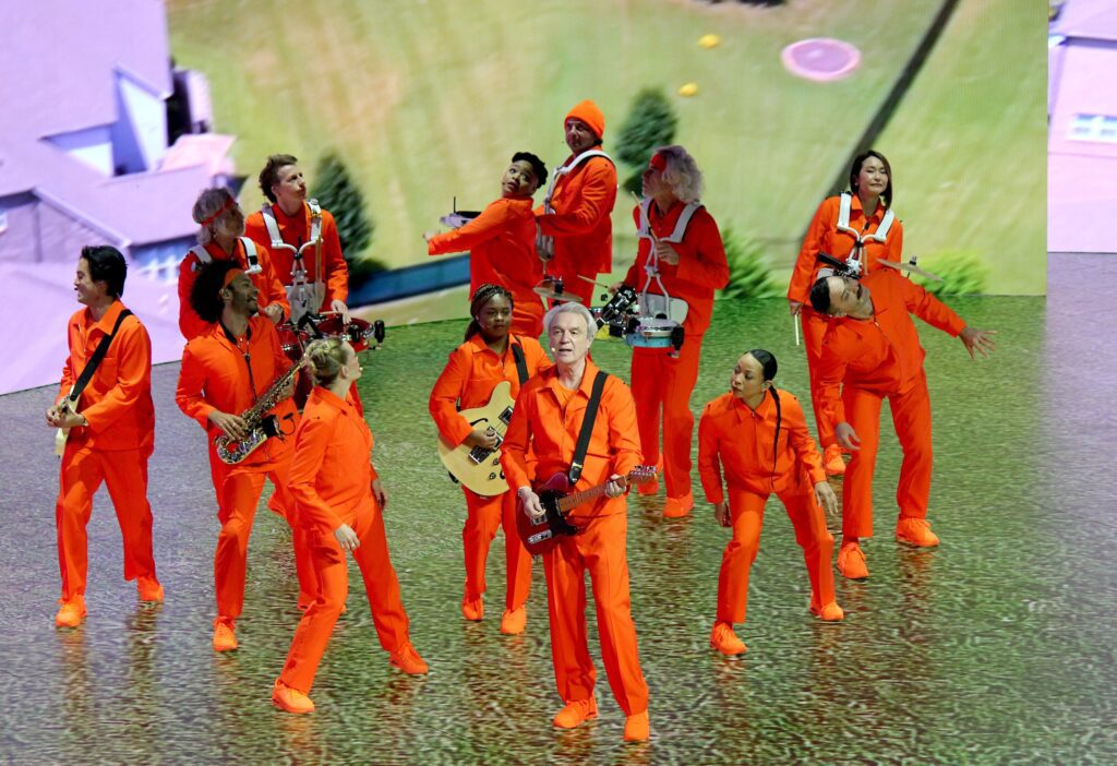 David Byrne performs at LA's Dolby Theatre during the North American leg of his "Who Is the Sky?" tour.
