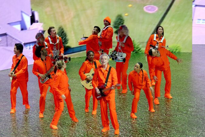 David Byrne performs at LA's Dolby Theatre during the North American leg of his "Who Is the Sky?" tour.