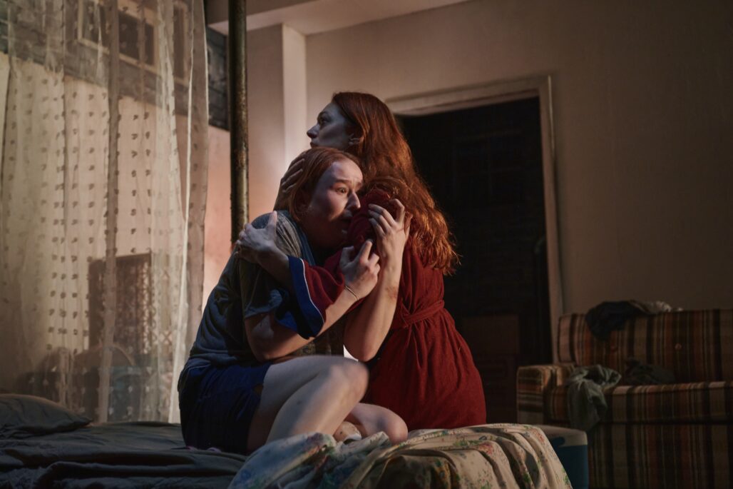 Julia Lester and Marin Ireland in "Queens by Martyna Majok.