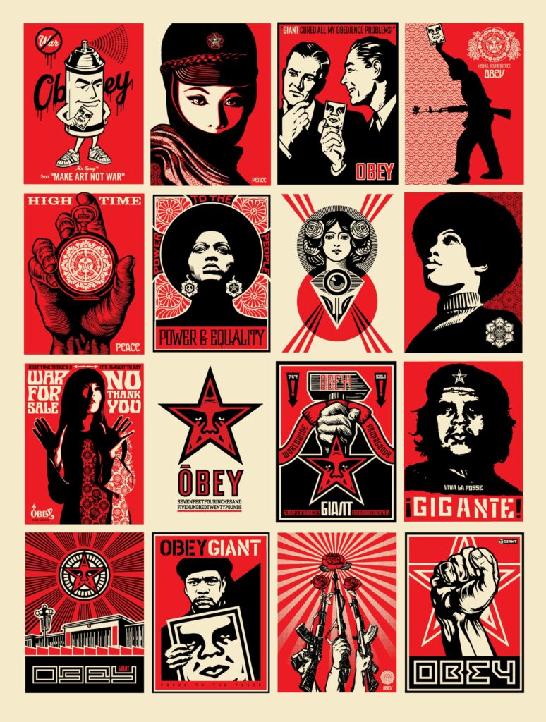 Shepard Fairey screenprints. 
