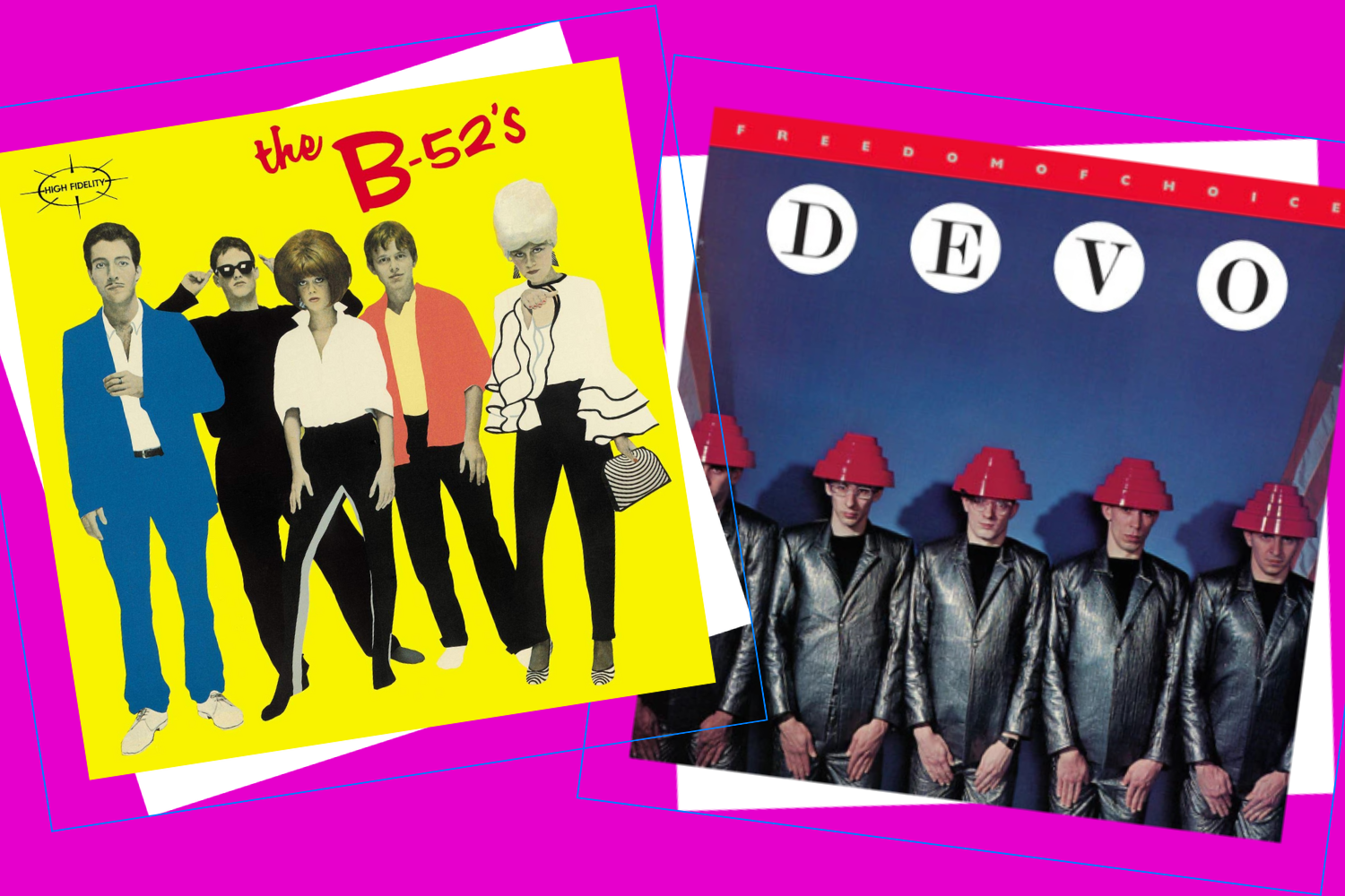 The B-52s and DEVO album covers