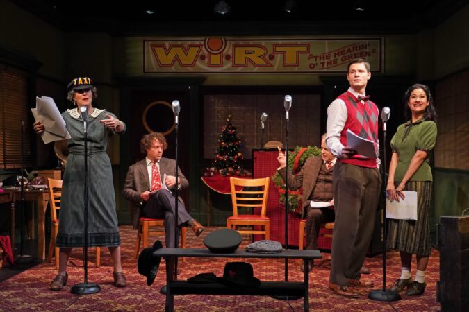 Leenya Rideout, Reed Lancaster, and Ali Ewoldt in Irish Rep's "It's a Wonderful Life."