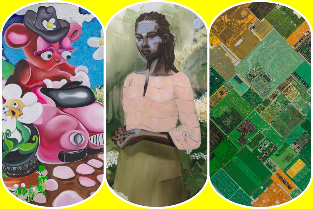 A selection of works from the Hammer Museum's "Made in L.A." biennial, including Alake Shilling, Greg Breda, and Carl Cheng.