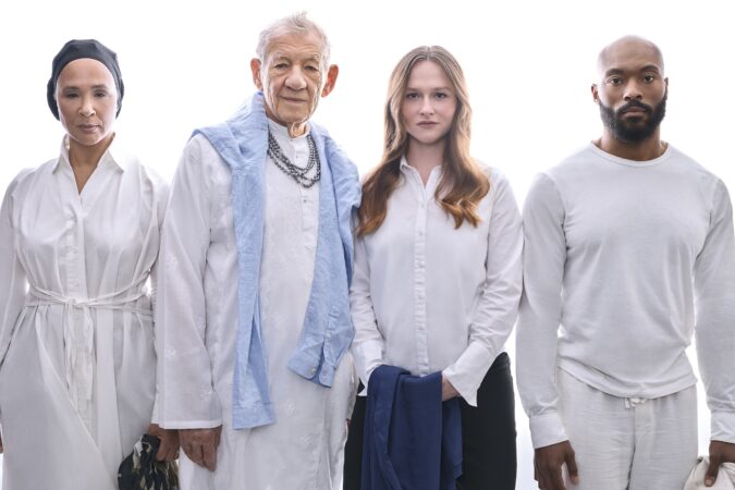 (l-r) Golda Rosheuvel, Ian McKellen, Rosie Sheehy, and Arinzé Kene in "An Ark."