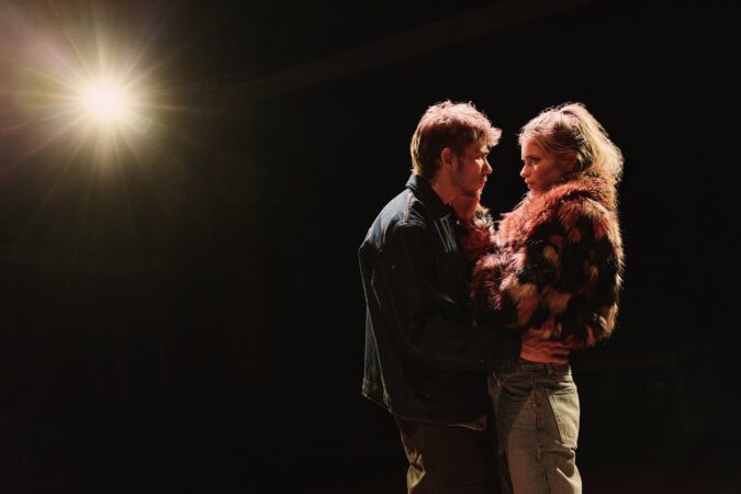 Owen Teague and Abbey Lee in "Blackout Songs" Off-Broadway.