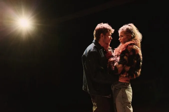 Owen Teague and Abbey Lee in "Blackout Songs" Off-Broadway.