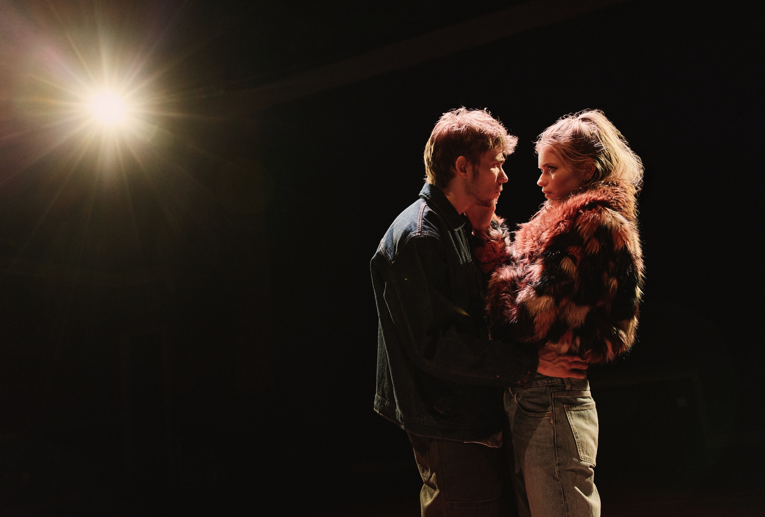 Owen Teague and Abbey Lee in "Blackout Songs" Off-Broadway.