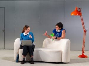 Sophia Lillis and Brandon Flynn in the Off-Broadway production of "Data."