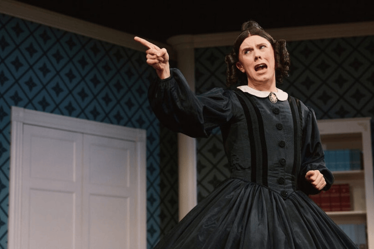 A gif of various stars of "Oh, Mary!" including Colel Escola, Jane Krakowski, Tituss Burgess, and Jinkx Monsoon. 