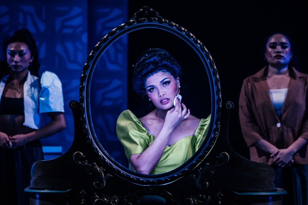 (l-r) Kayla Amistad, Reanne Acasio, and Danielle Louise Mendoza in Center Theatre Group's production of "Here Lies Love."