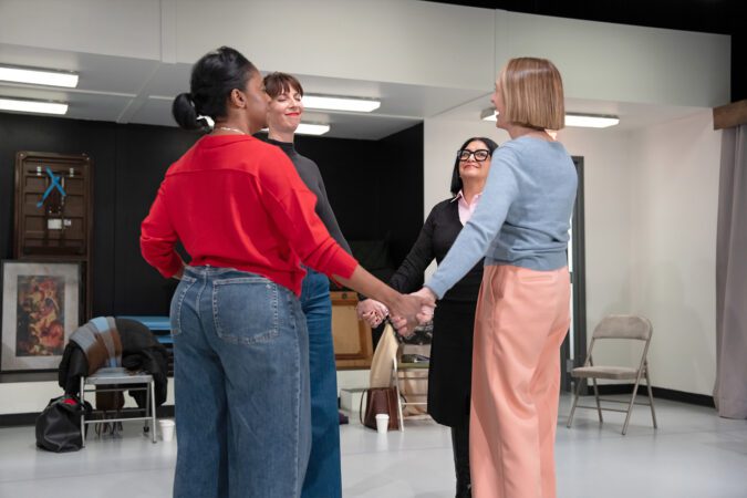 357: April Matthis, Mallory Portnoy, Maria Elena Ramirez, and Elizabeth Marvel in "The Dinosaurs" at Playwrights Horizons.