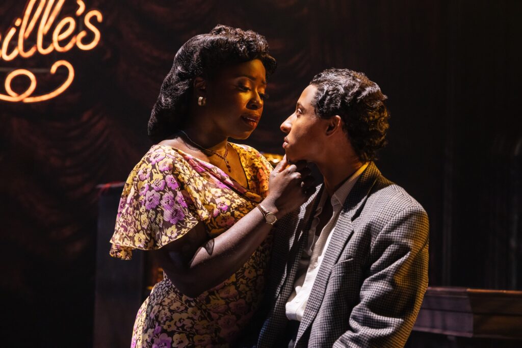 Awa Sal Secka and Myles Frost in "Chez Joey" at Arena Stage.