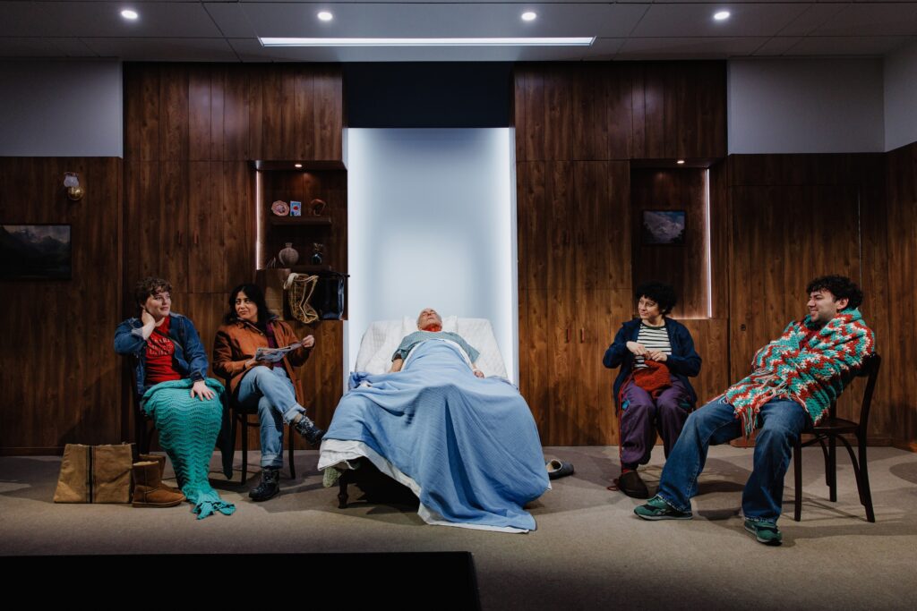 (l-r) Nina White, Nadine Malouf, Peter Friedman, Alia Shawkat, and Misha Brooks in "You Got Older."