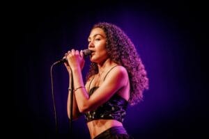 Close-up of Grammy winner Olivia Dean at North Sea Jazz Festival, Rotterdam