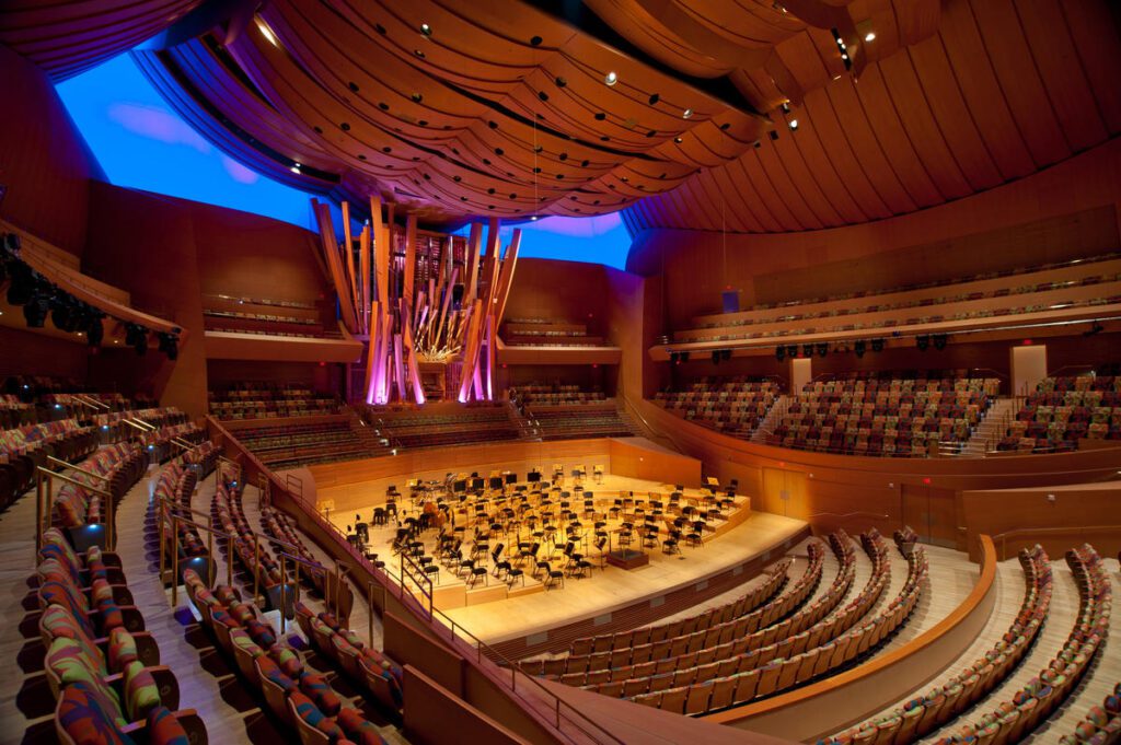 The interior of Walt Disney Concert Hall.