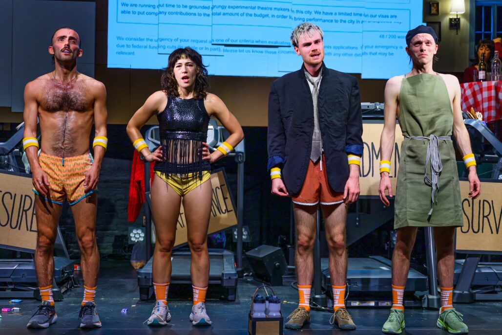 The cast of "Burnout Paradise": (l-r) Dominic Weintraub, Claire Bird, Hugo Williams, and William Strom.