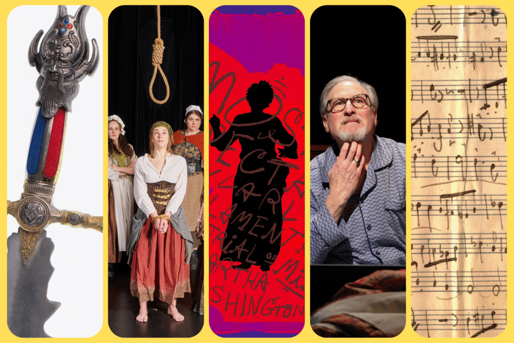 Graphics for the five productions featured in the March round-up.