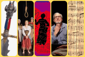 Graphics for the five productions featured in the March round-up.