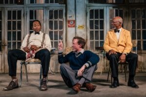 (l-r) Nyasha Hatendi, Ben Beatty, and John Kani in '"Master Harold" ... and the Boys' at Geffen Playhouse.
