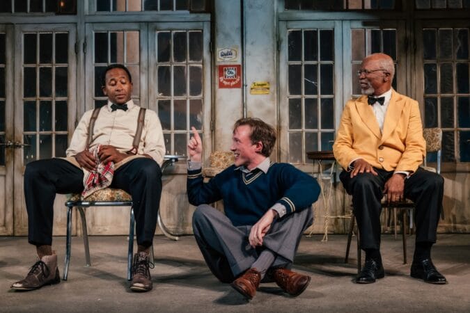 (l-r) Nyasha Hatendi, Ben Beatty, and John Kani in '"Master Harold" ... and the Boys' at Geffen Playhouse.