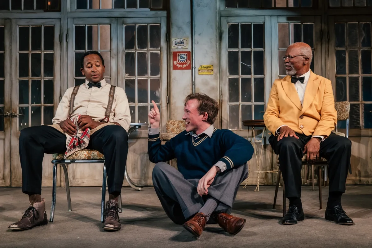 (l-r) Nyasha Hatendi, Ben Beatty, and John Kani in '"Master Harold" ... and the Boys' at Geffen Playhouse.