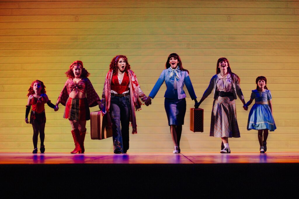 (l-r) Samantha Schwartz, Bailey Ryon, Jessica Vosk, Kelli Barrett, Emma Ogea, and Zeya Grace in "Beaches."