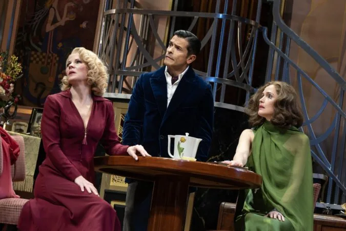Kelli O'Hara, Mark Consuelos, and Rose Byrne in "Fallen Angels."