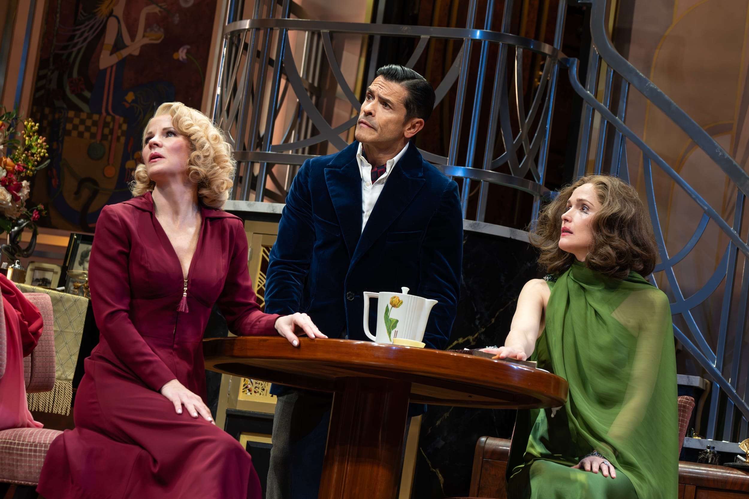 Kelli O'Hara, Mark Consuelos, and Rose Byrne in "Fallen Angels."