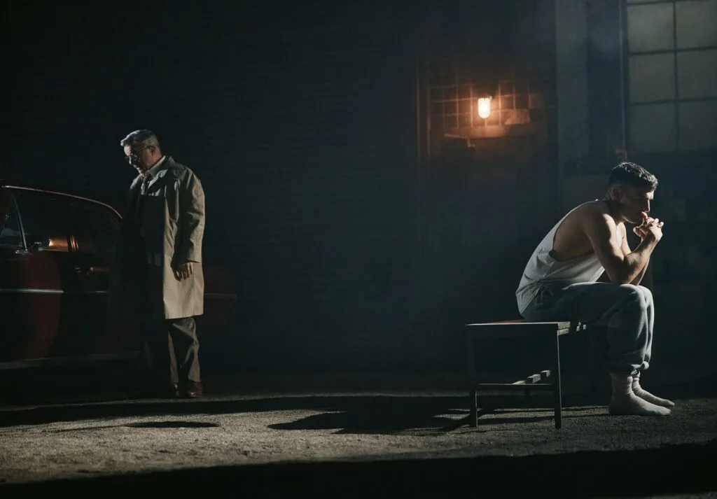 Nathan Lane and Christopoher Abbott in "Death of a Salesman."