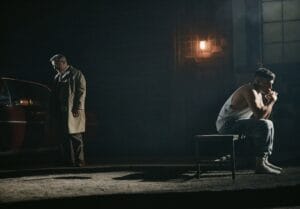 Nathan Lane and Christopoher Abbott in "Death of a Salesman."
