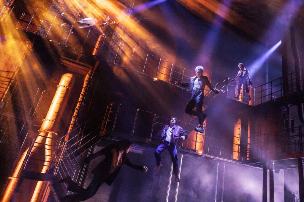 (l-r) LJ Benet, Ali Louis Bourzgui, Brian Flores, Dean Maupin, and Sean Grandillo in "The Lost Boys."