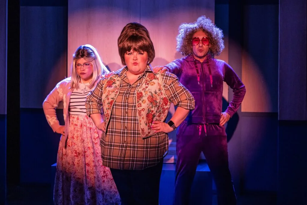 (l-r) Cherry Torres, Ryann Redmond, and Ryan Duncan in "Heated Rivalry: The Unauthorized Musical Parody."