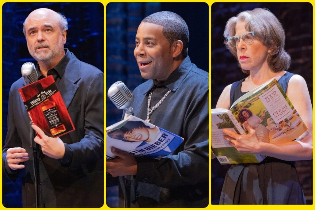 Scott Adsit, Keenan Thompson, and Jackie Hoffman on opening night of "Celebrity Autobiography." Photo by Evan Zimmerman for MurphyMade.