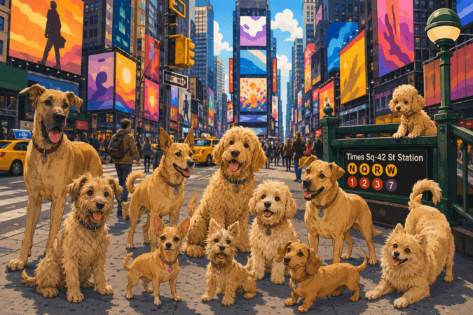 Illustration of potential Sandys for the revival of "Annie."