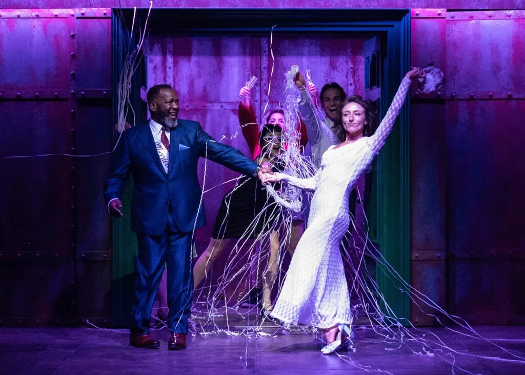 Wendell Pierce and Olivia Cygan with Em Whitworth, Melanie Field, and Cole Sitilides in Othello at Shakespeare Theatre Company. Photo by Teresa Castracane.