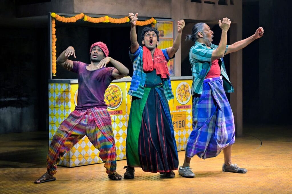 (l to r) Benjamin Mathew, Savidu Geevaratne, and Vishal Vaidya in The Lunchbox. Photo: Kevin Berne.