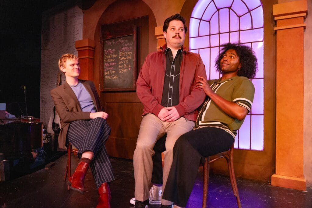 (l-r) Riley Woollen, Chas Lilly, and Max Thomas in "Detox Reality" at The Second City.