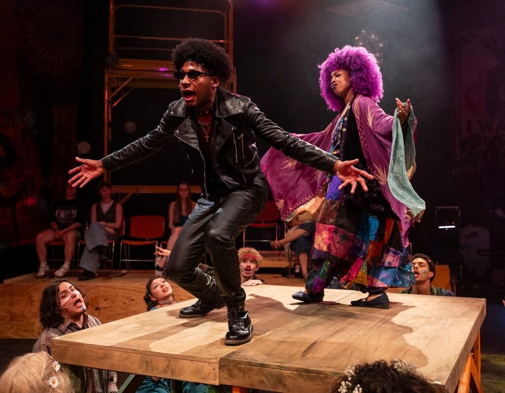 Joshua Emmanuel and Chosen Mitchell with the cast of Kokandy Productions’ "Hair."