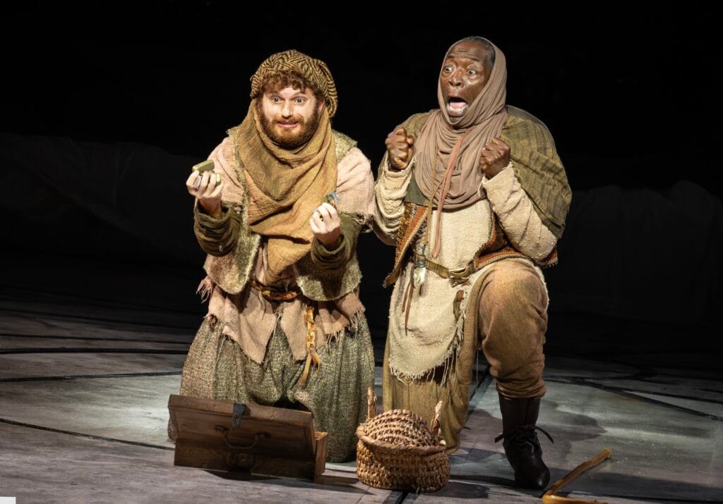 Michael Khalid Karadsheh and Chuck Cooper in the 2026 Free Shakespeare in the Park production of THE WINTER'S TALE directed by Daniel Sullivan. Photo credit: Joan Marcus.